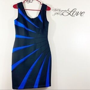 Guess Black And Blue Geometric sheath Work dress Summer Dress Corpcore Office